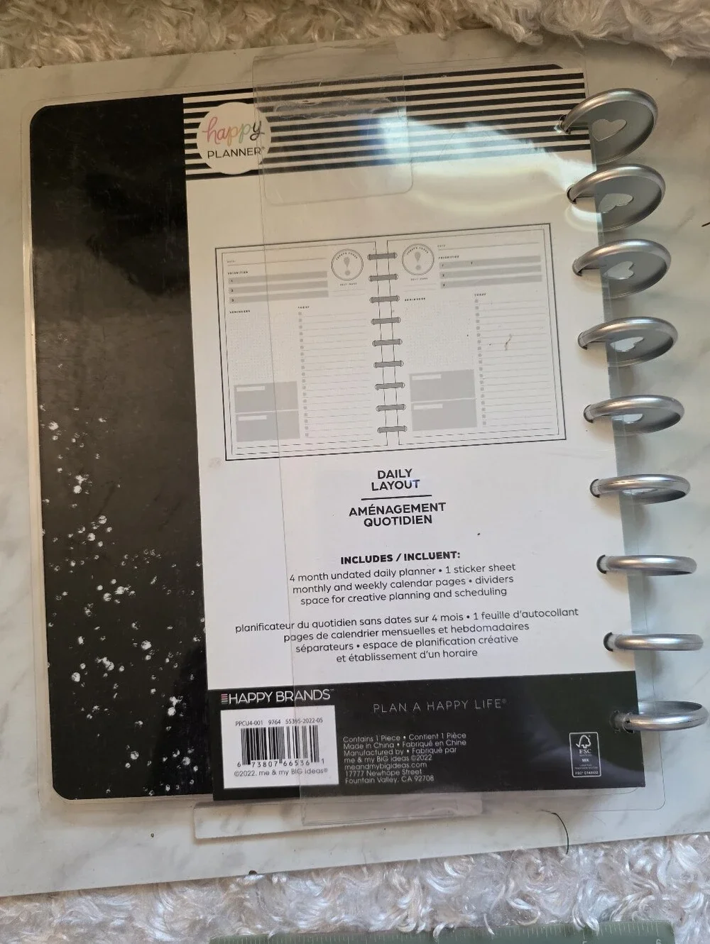 Happy Planner 4 Month Black & Silver Brushstroke Daily Layout Planner